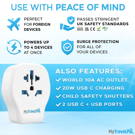 World To UK Plug Adapter 20W PD USB C