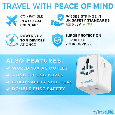 MyTravelPal® Worldwide Travel Adaptor (Ungrounded)