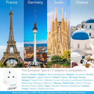 UK to European Travel Adaptor With 20W USB-C (Type E/F)