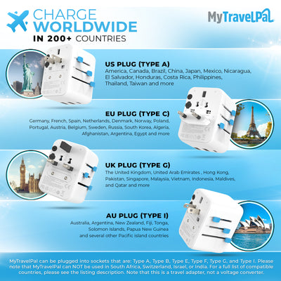 MyTravelPal® Worldwide Travel Adaptor (Ungrounded)