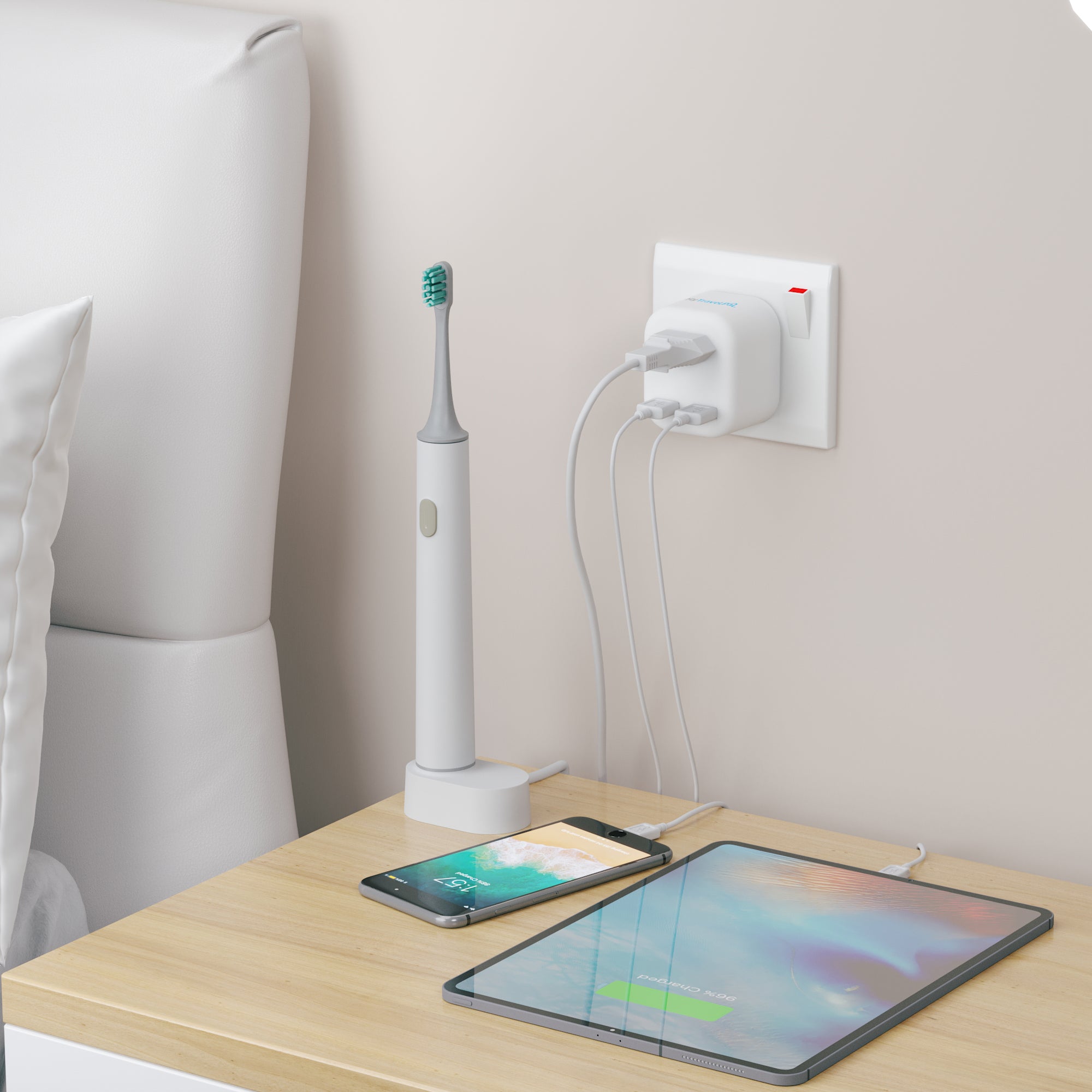 2 Pin To 3 Pin Shaving Plug Adaptor With USB