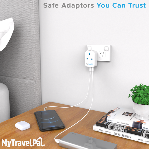 UK to Australia Travel Adaptor With USB-C (Type I)