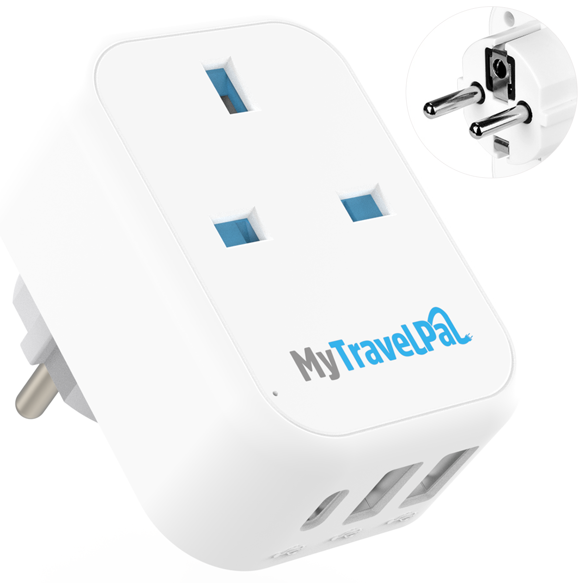 UK to European Travel Adaptor With USB-C (Type E/F)