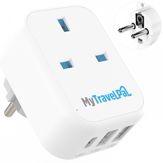 UK to European Travel Adaptor With USB-C (Type E/F)