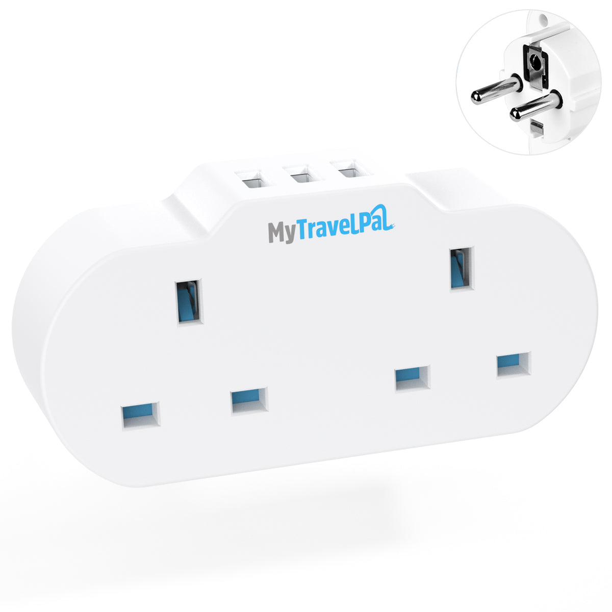Double European Travel Adaptor With USB Ports (Type E/F)