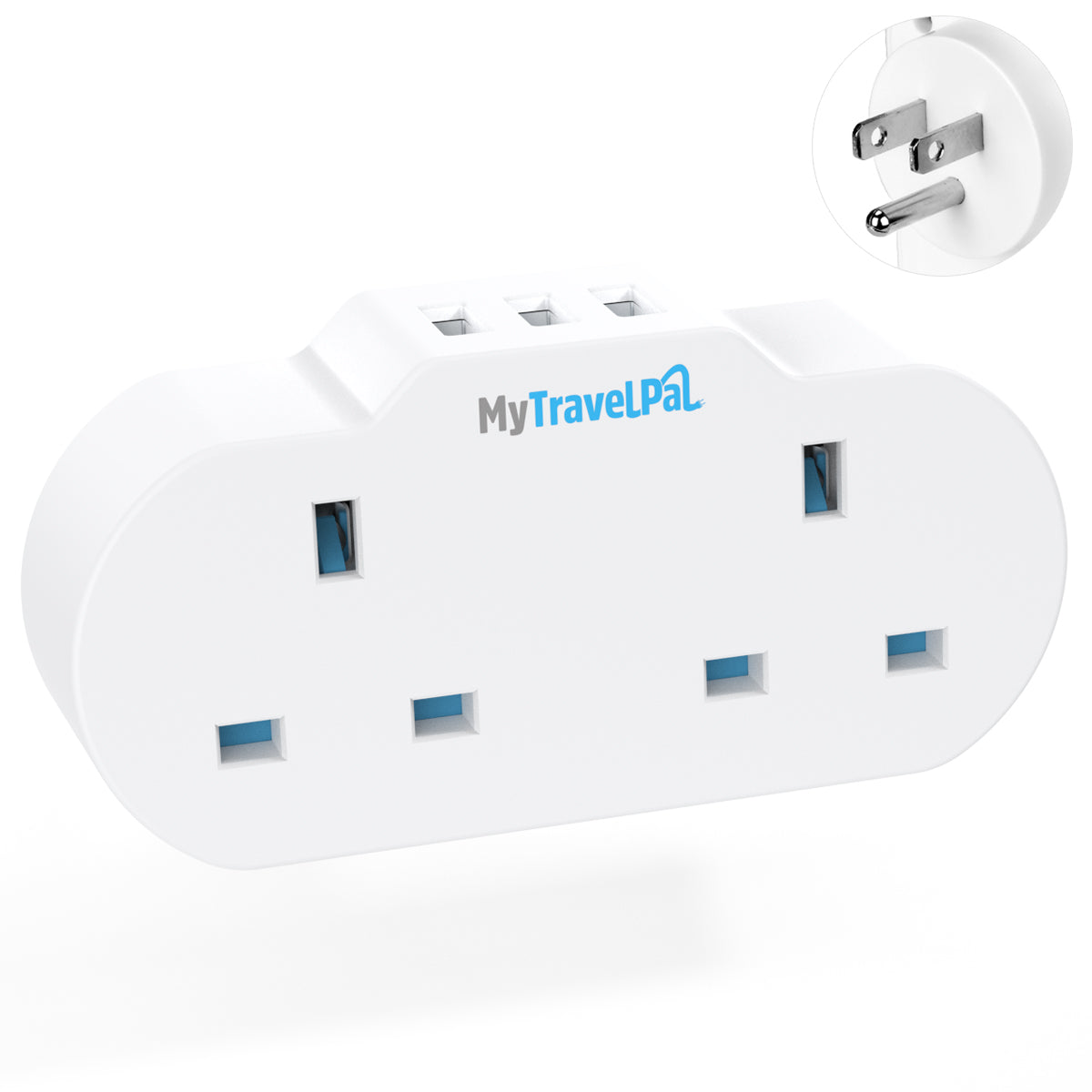 Double USA / Canada Travel Adaptor With USB Ports (Type B)