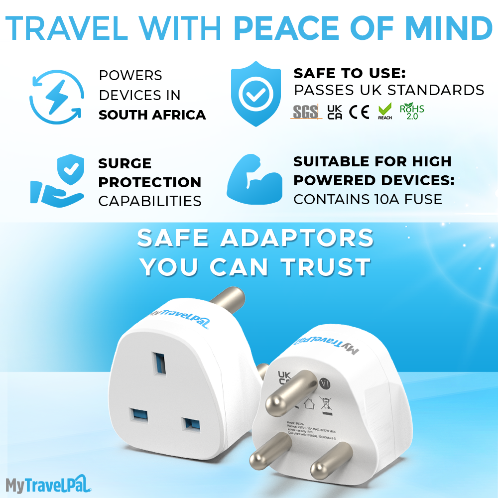 UK To South Africa Plug Adapter (Type M) – MyTravelPal