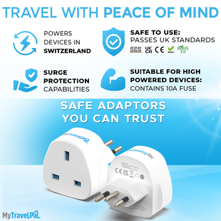 UK To Switzerland Plug Adapter (Type J)