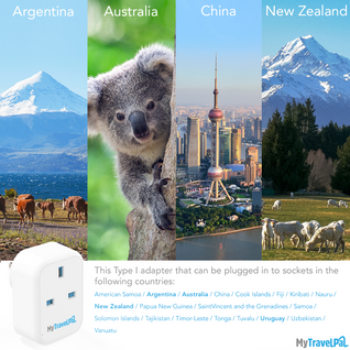 UK to Australia Travel Adaptor With USB-C (Type I)