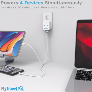 UK to USA Travel Adaptor With USB-C (Type B)